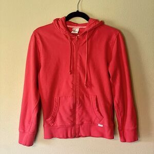 Beach Rays, Long-Sleeve, Pink, Zip-Up Hoodie with Rough-Hem. Size Medium.